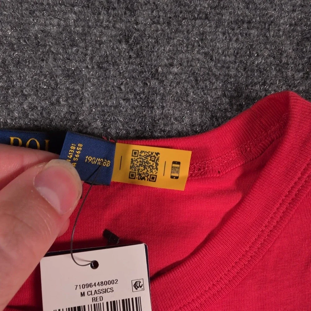 NWT Polo Ralph Lauren Jersey T-Shirt Mens 2XL Red Madras Patchwork Classic Fit